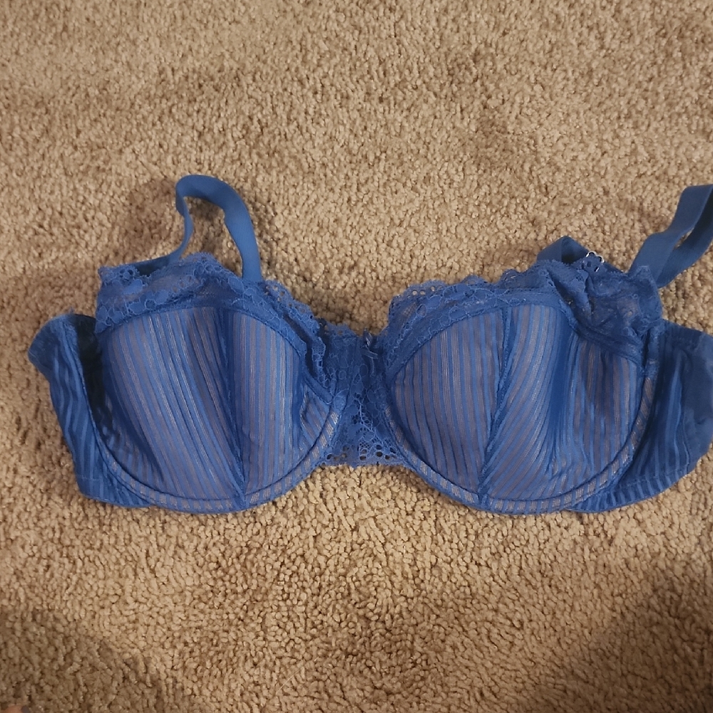 Adore Me Blue Ribbed Underwire Bra